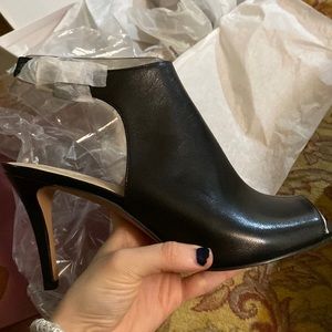 Open toe black Nine West booties